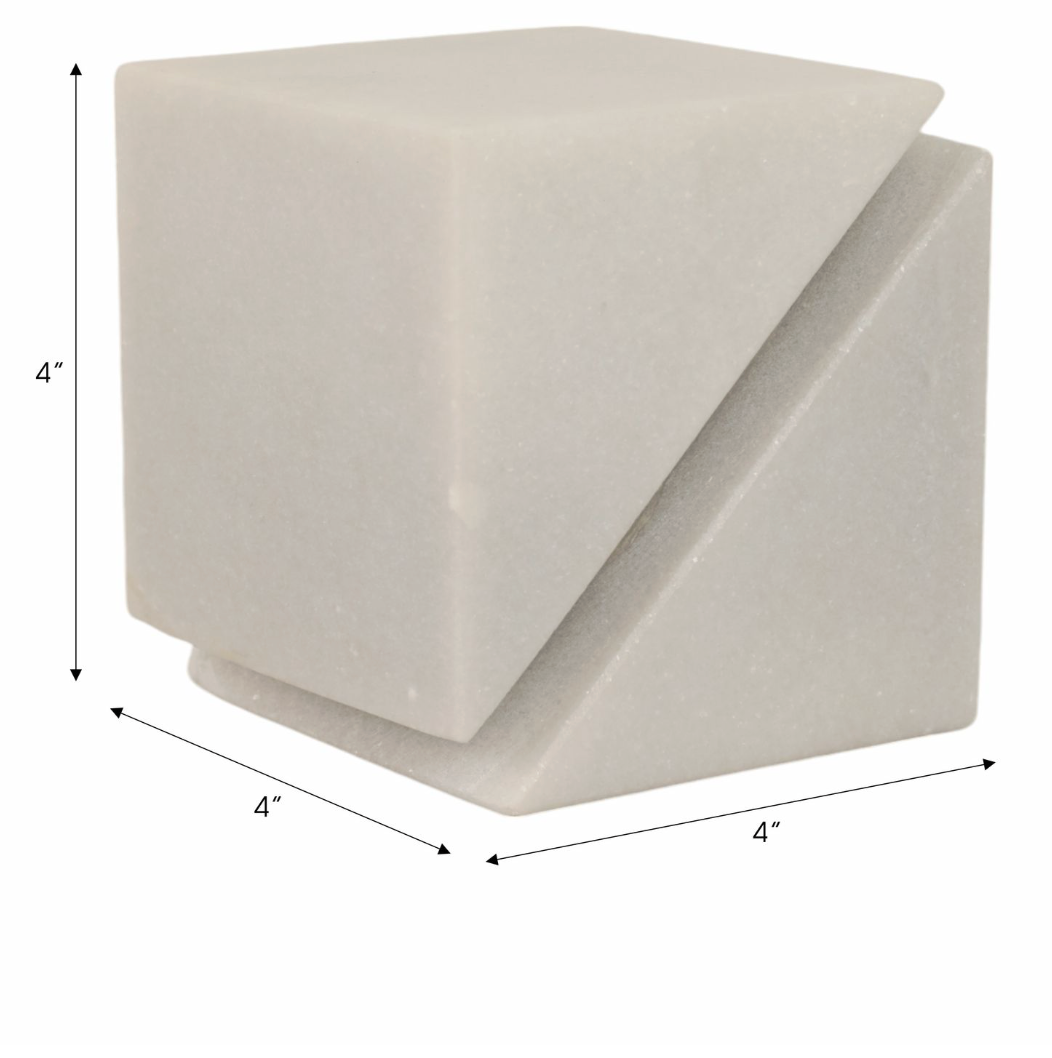 4" White Marble Cube