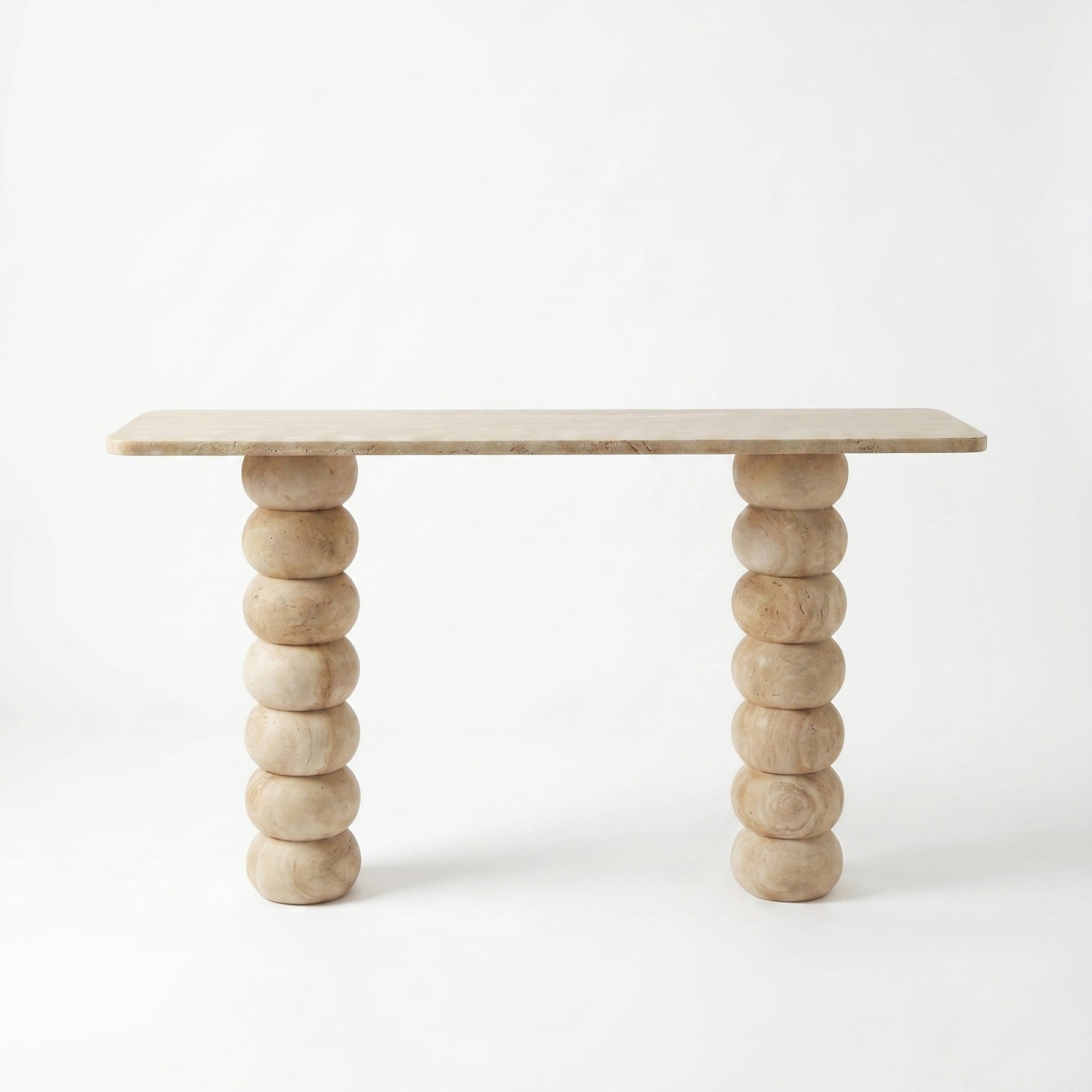 Travertine Natural Stone Console Table - Handcrafted Honed Finish