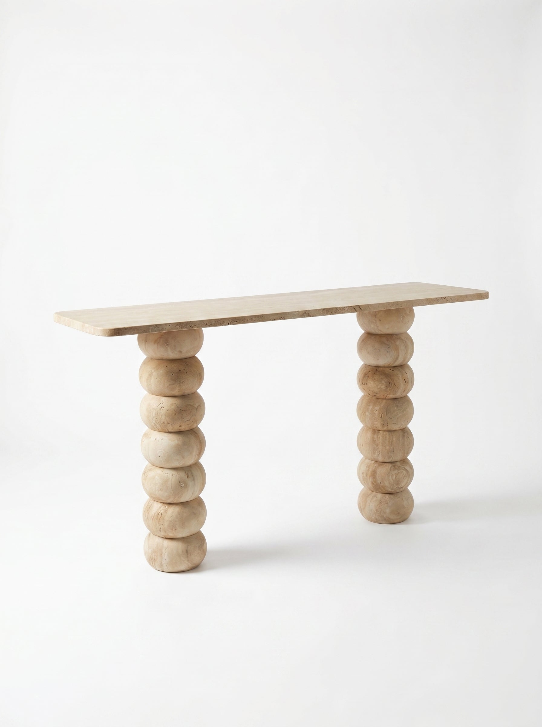 Travertine Natural Stone Console Table - Handcrafted Honed Finish