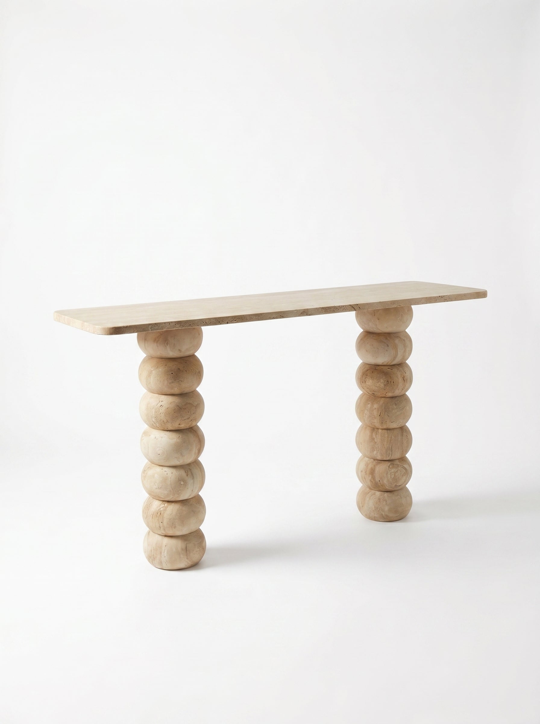 Travertine Natural Stone Console Table - Handcrafted Honed Finish