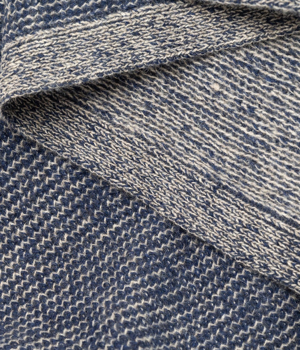 Cobalt and Platinum Yak Down Beehive Knit Throw