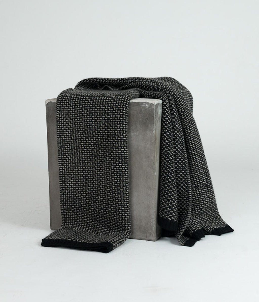 Platinum and Black Yak Down Taiga Throw