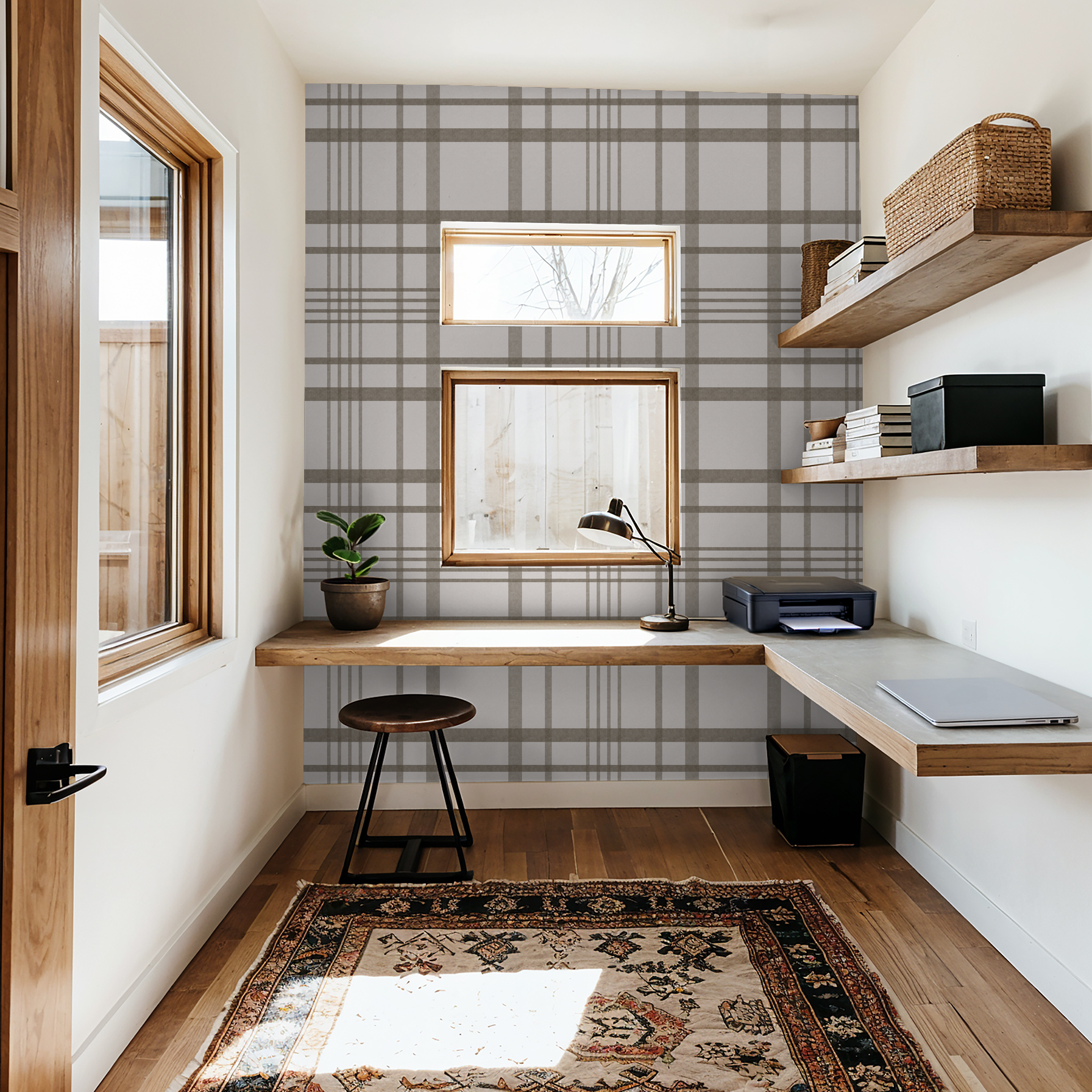 Ashford Plaid (Brown) Wallpaper