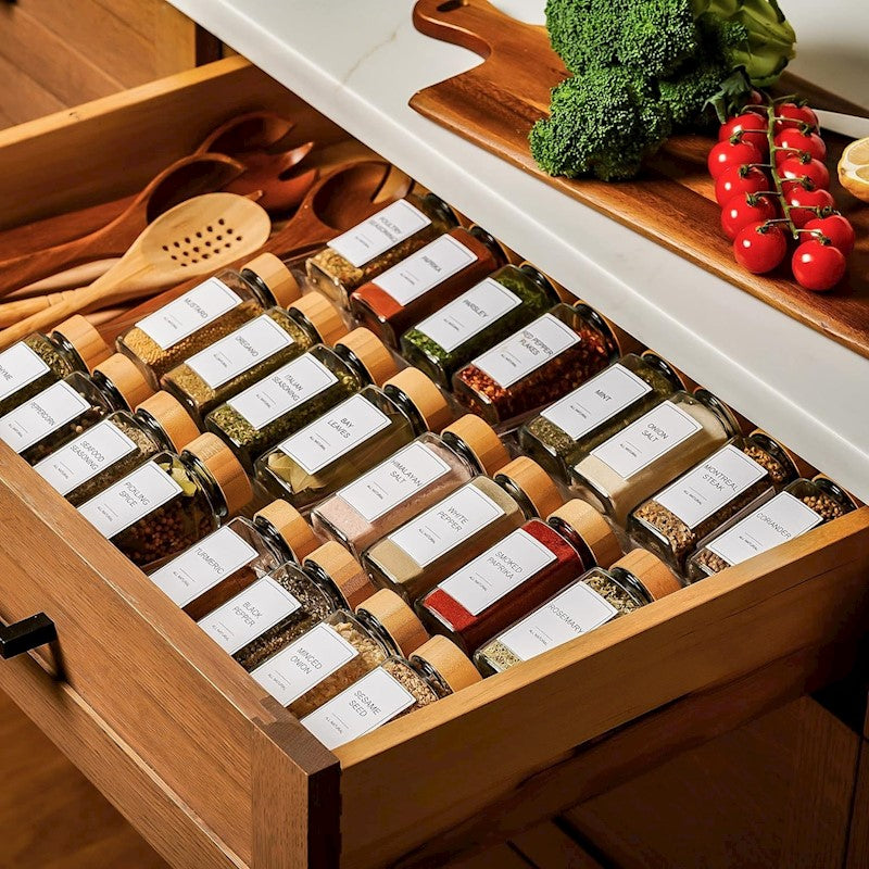 Glass Spice Jar with Bamboo Lids