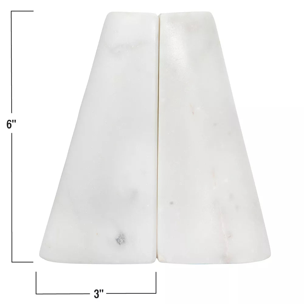 3" x 2" x 6" White Marble Bookends
