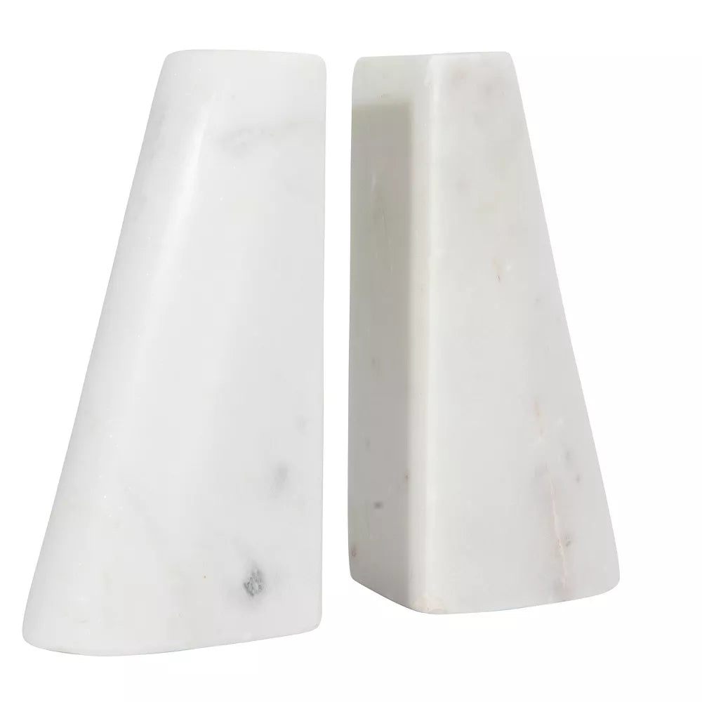3" x 2" x 6" White Marble Bookends