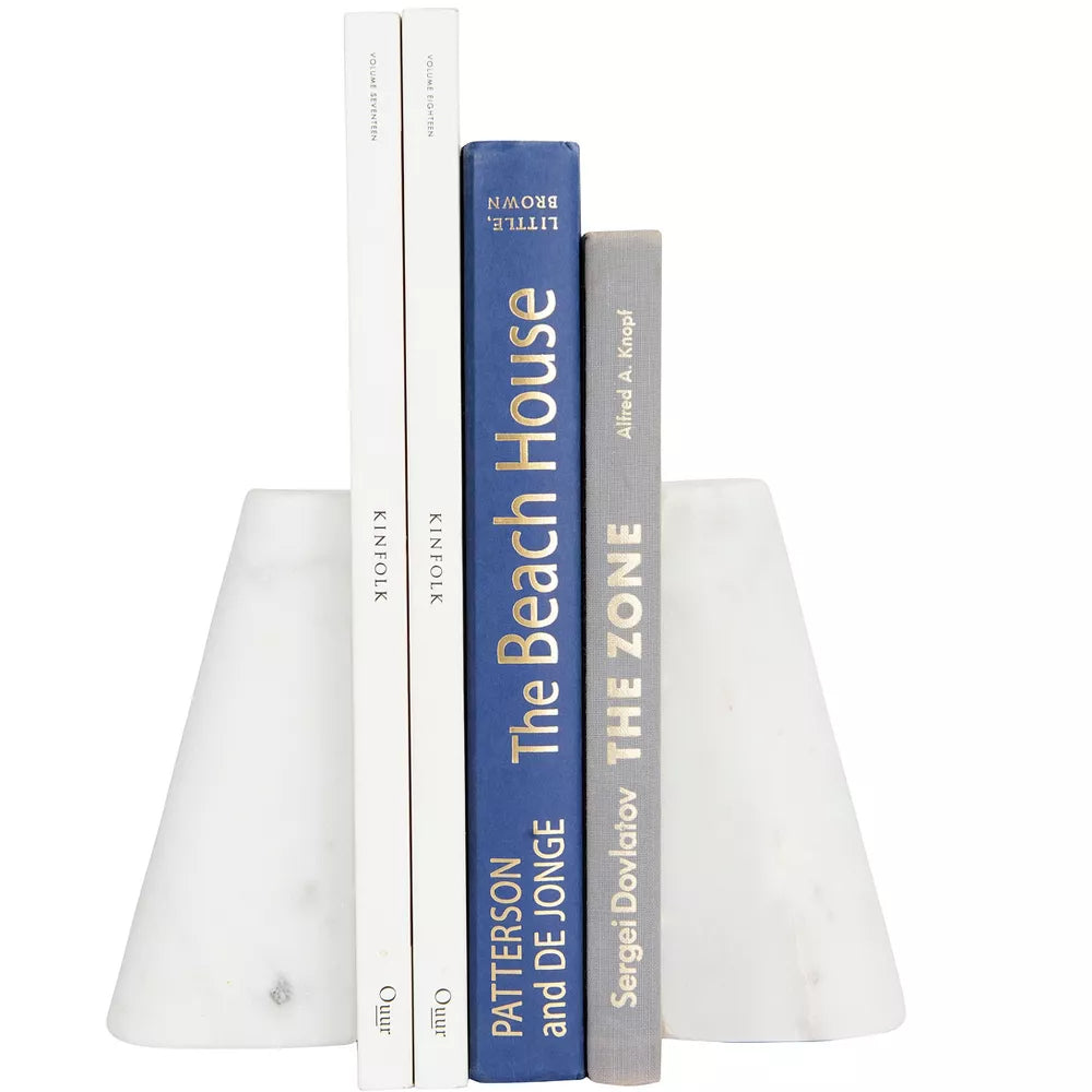 3" x 2" x 6" White Marble Bookends