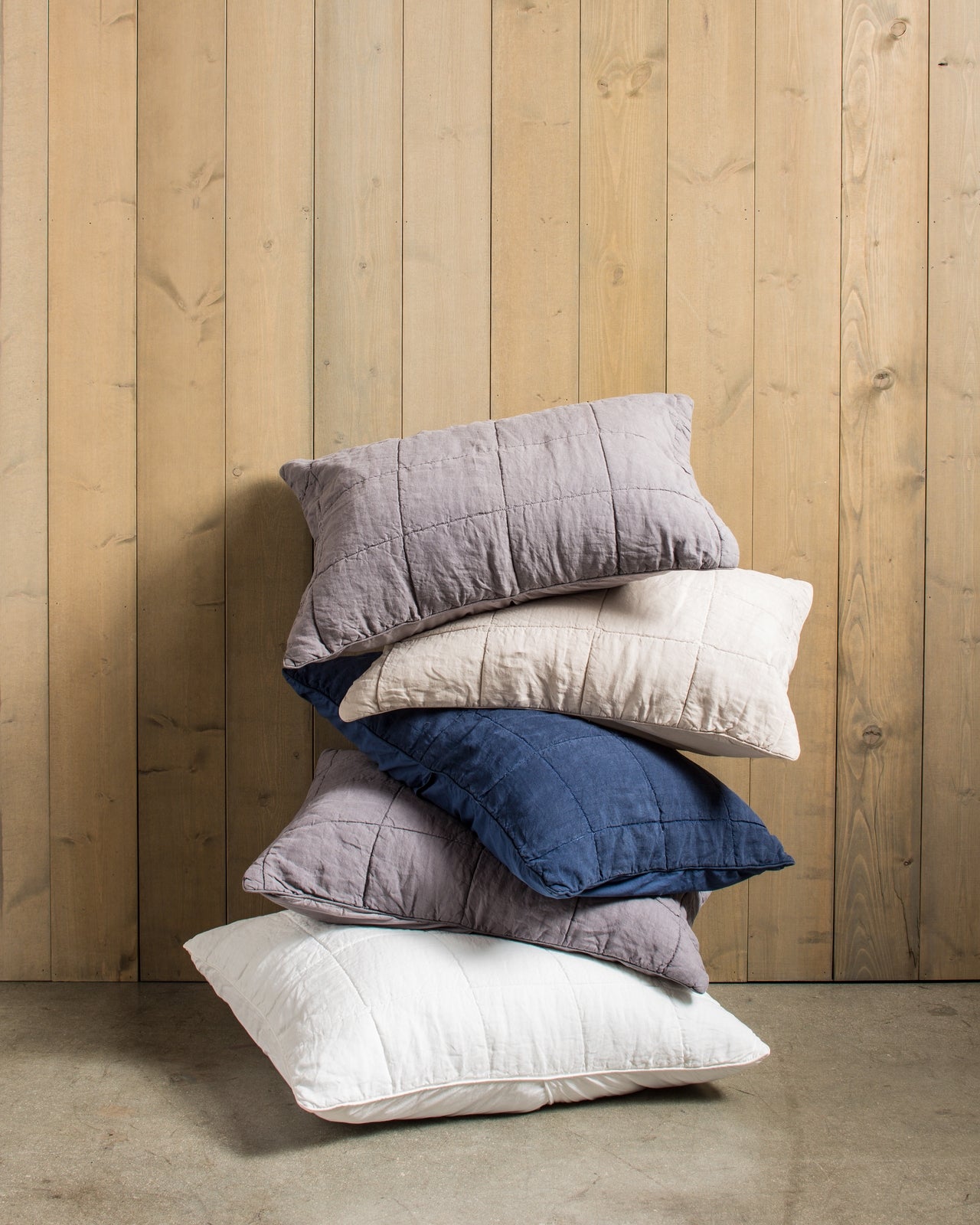 Linen Box Quilted Sham Set (White)