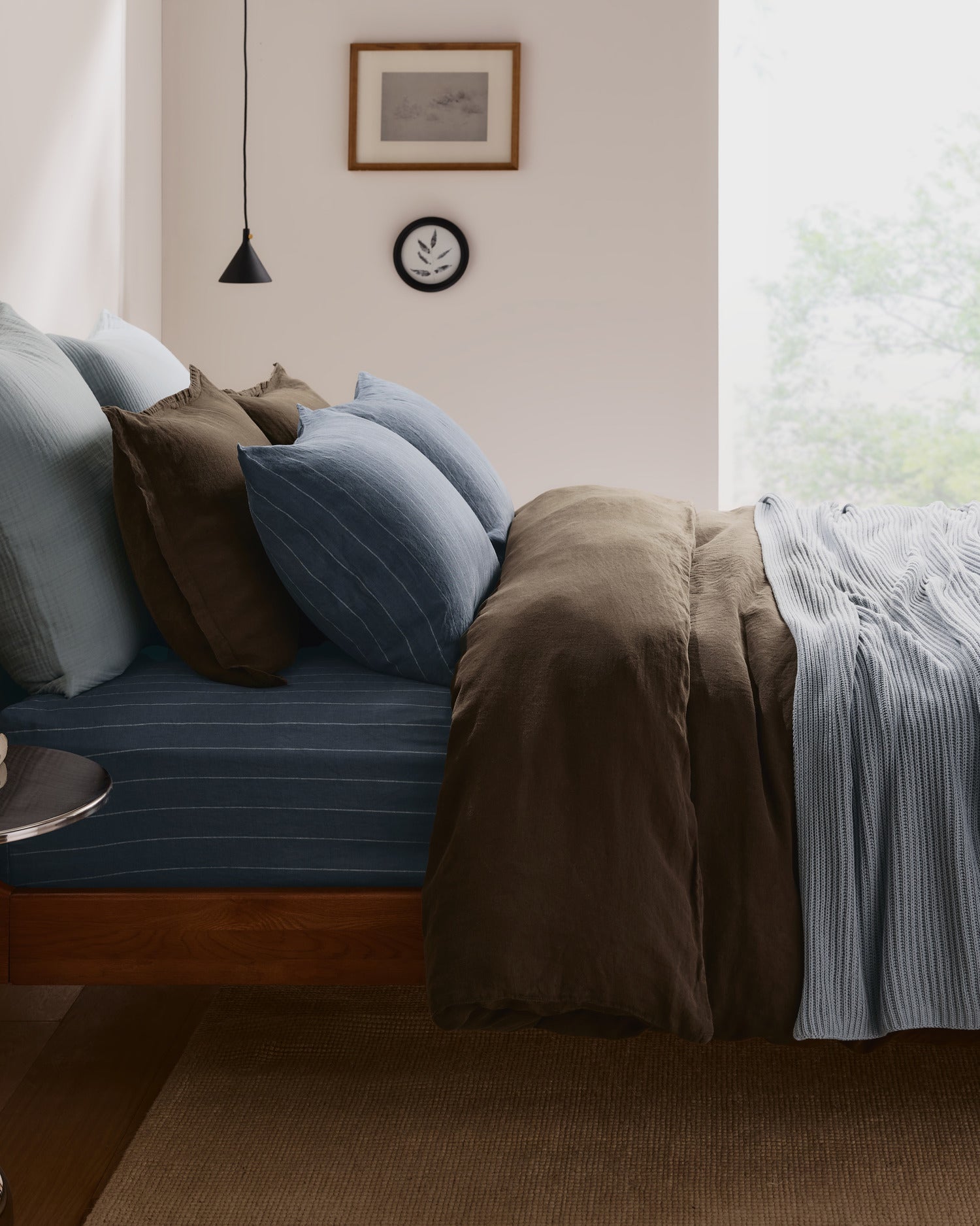 Organic Rib Knit Throw (Sky)