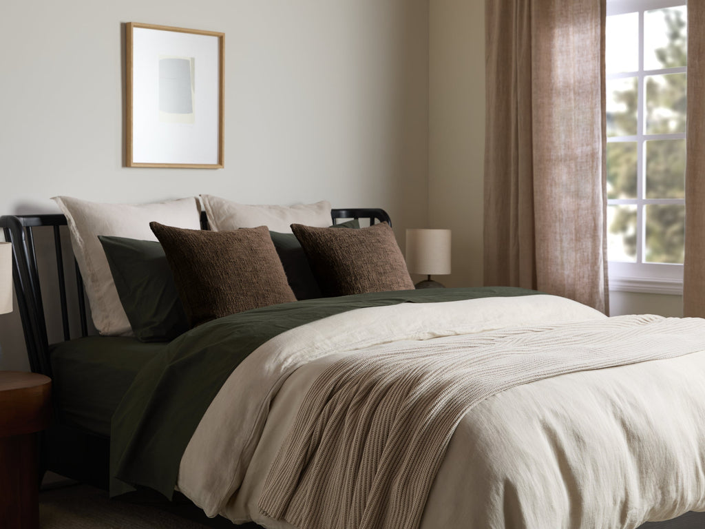 Organic Rib Knit Throw (Bone)