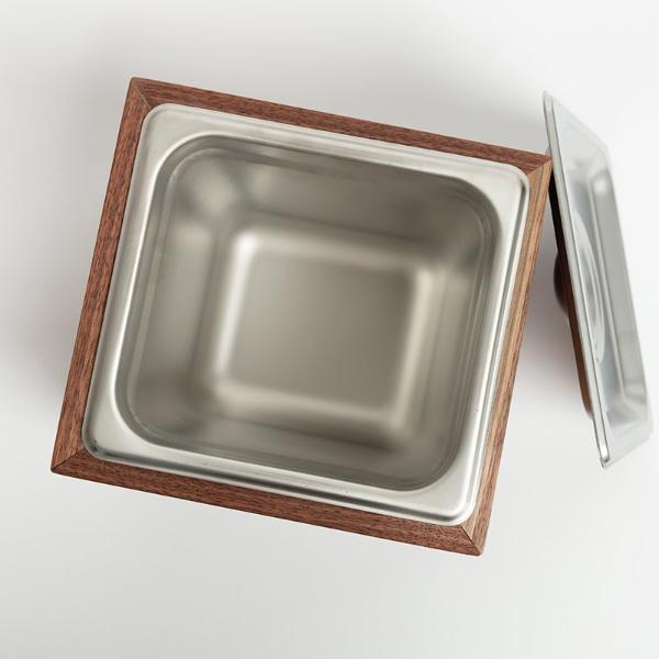 Countertop Compost Bin - Noaway© in Walnut Wood and Stainless Steel