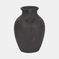 Terracotta, 13" Vase With Handles, Black