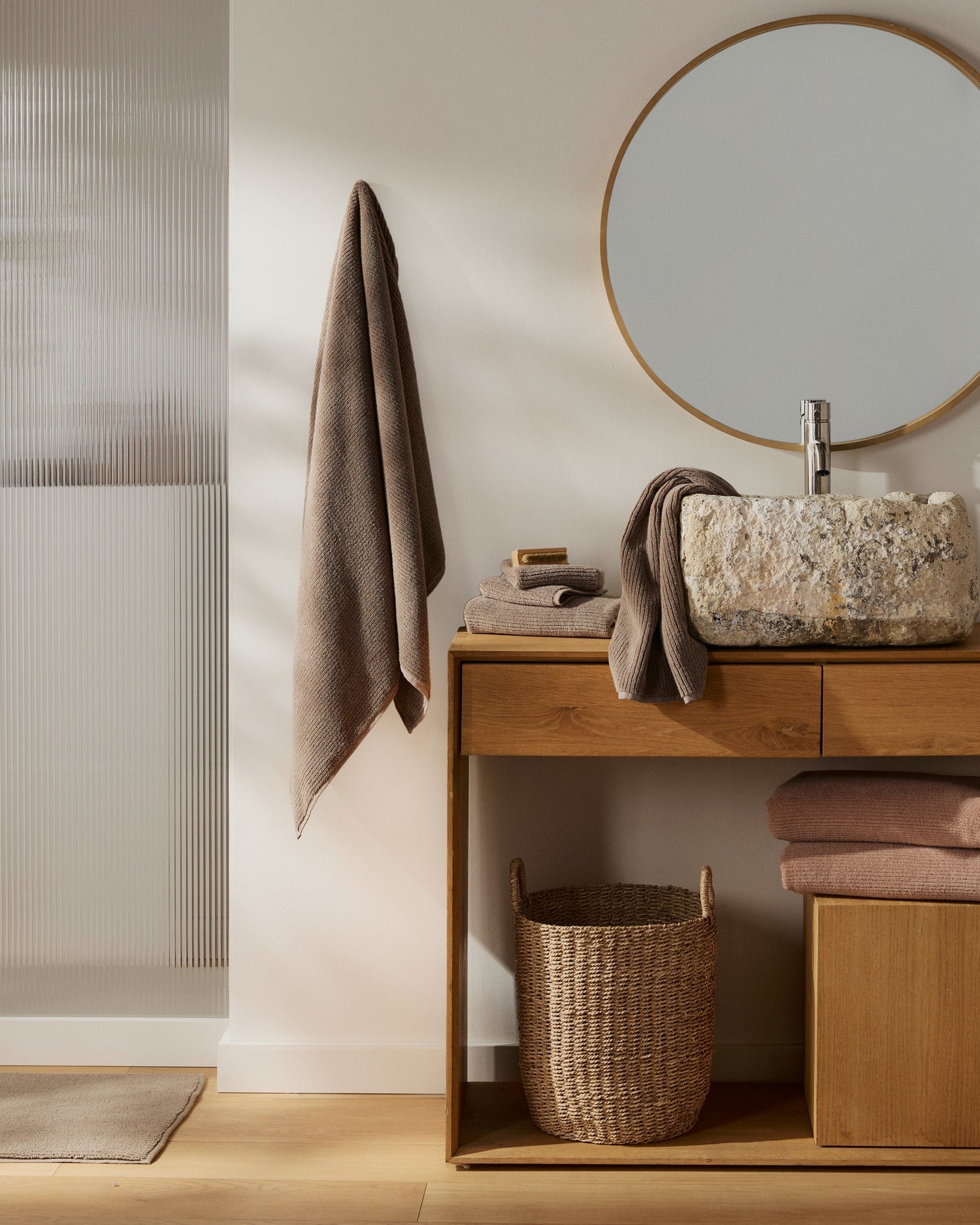 Soft Rib Towels (Warm Grey)