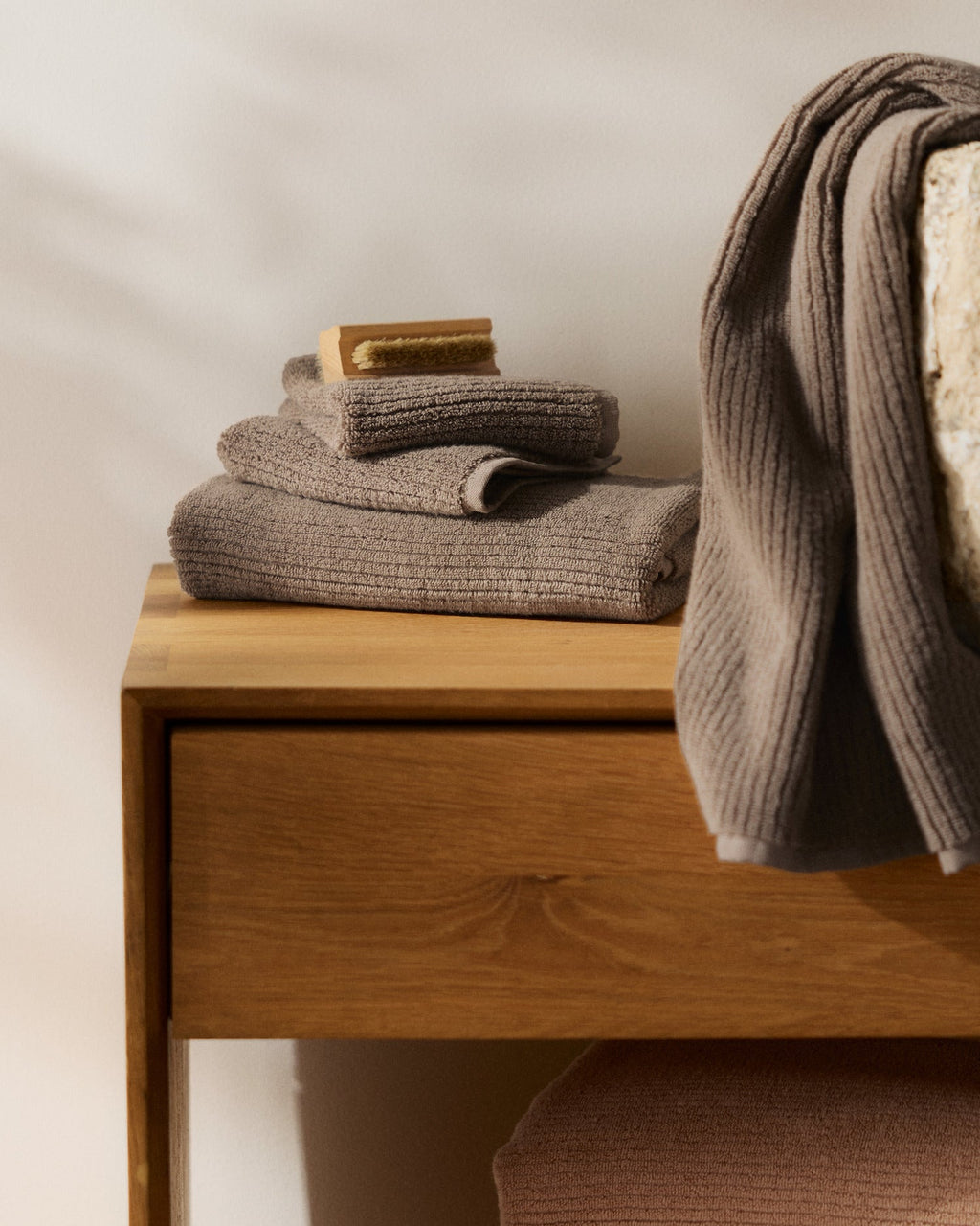 Soft Rib Towels (Warm Grey)