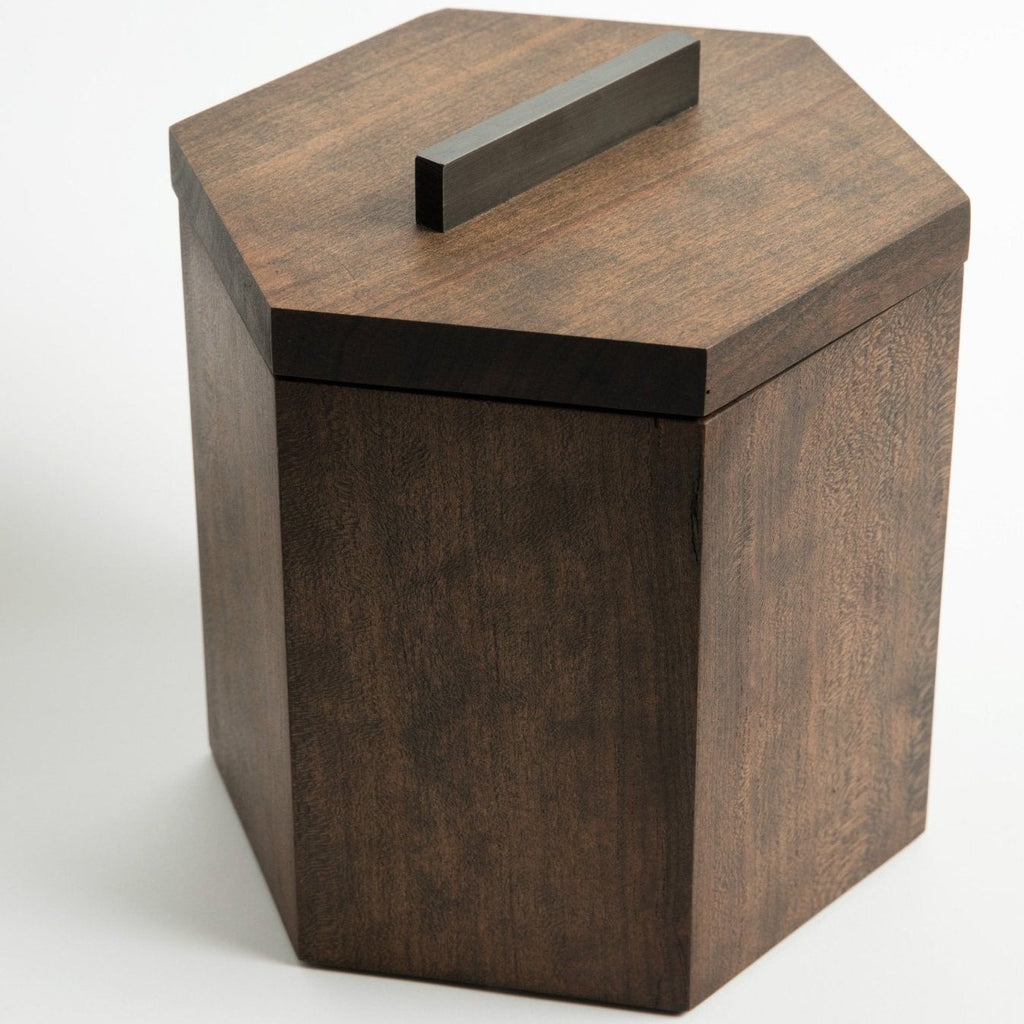 Unique Wooden Ice Bucket in Blackened Cherry